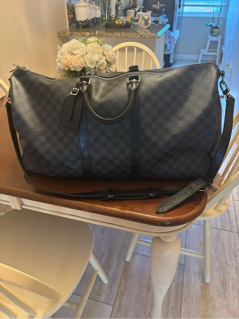 Black Checkered Men's Travel Duffel Bag - Louis Vuitton